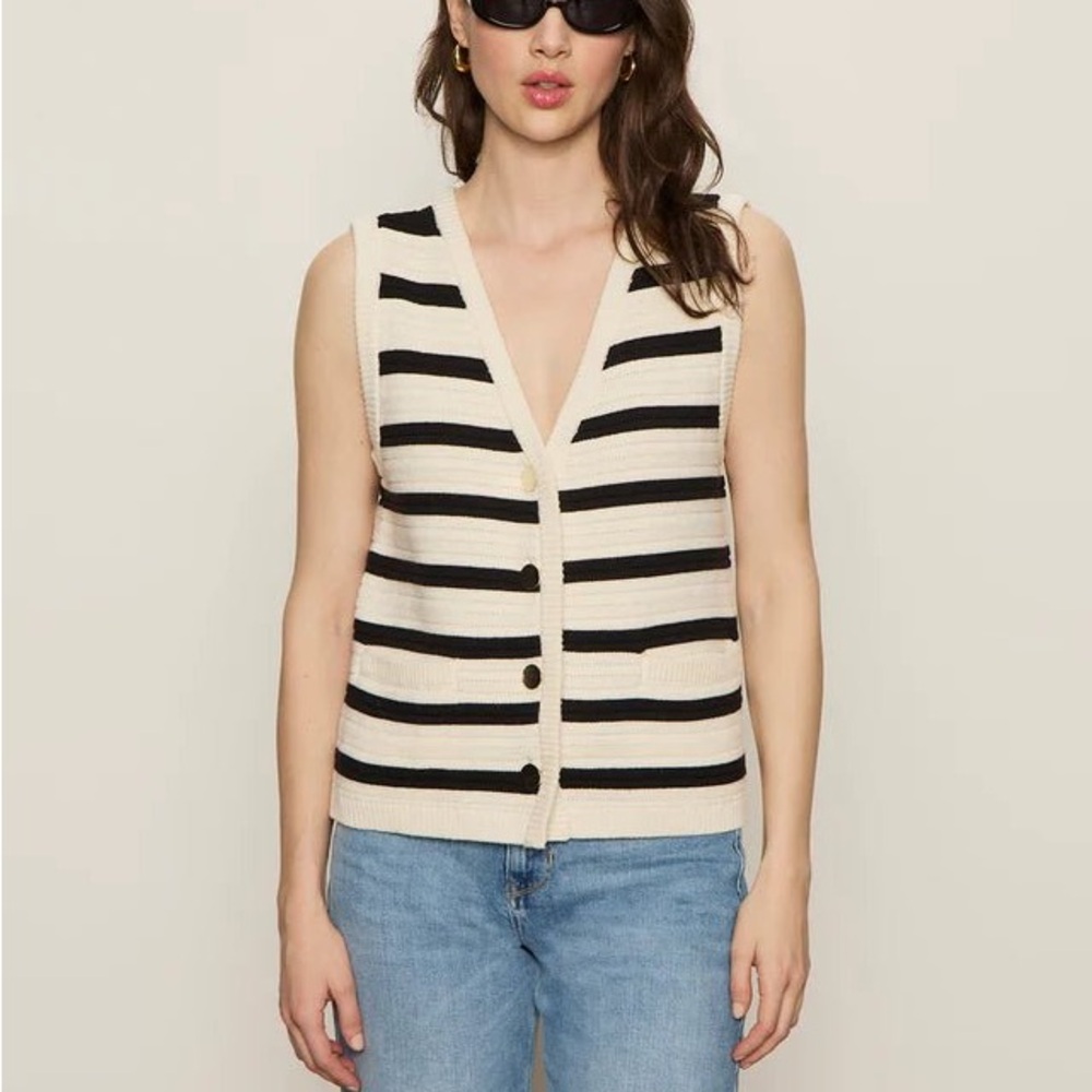 Sanctuary Textured Sweater Vest Macrame/Black Stripe